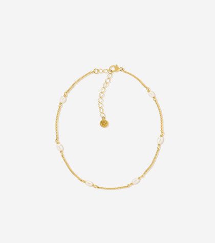 Bruna The Label Anklet 18k Gold Vermeil / Perlen Bordeaux Anklet