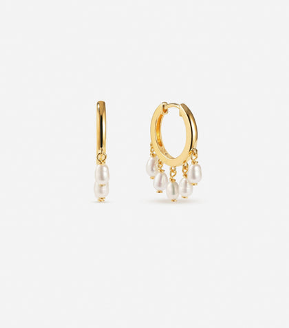 Bruna The Label Earrings 18k Gold Vermeil / Perlen Taormina Mini Hoops