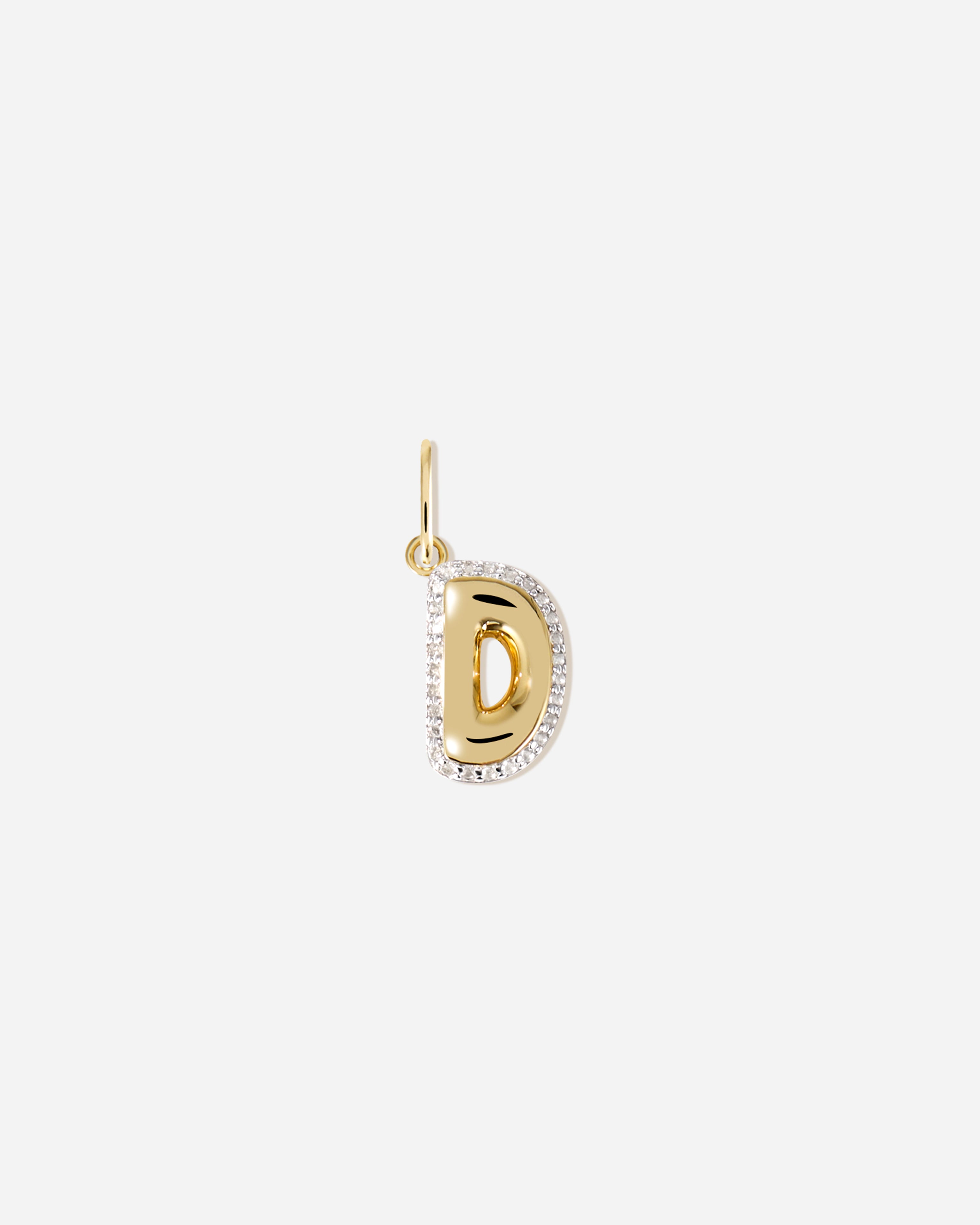 BRUNA The Label Charm D / 18k Gold Vermeil / Topaz Bubble Letter Topaz Charm