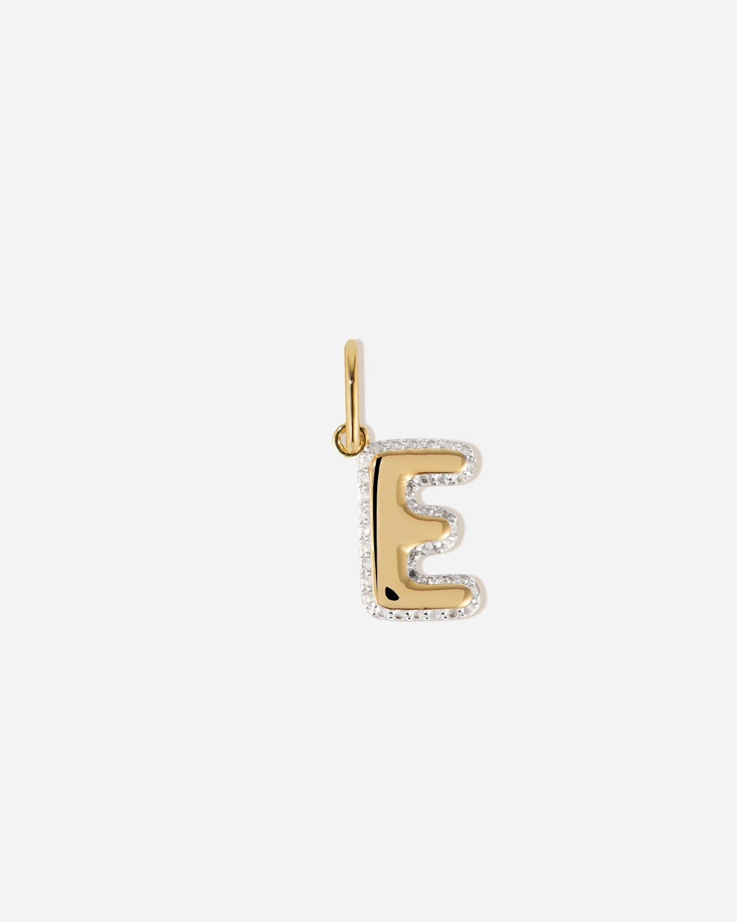 BRUNA The Label Charm E / 18k Gold Vermeil / Topaz Bubble Letter Topaz Charm