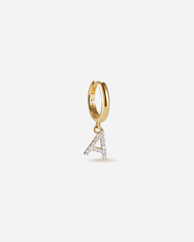 Lab-Grown Diamond Letter Mini Hoop