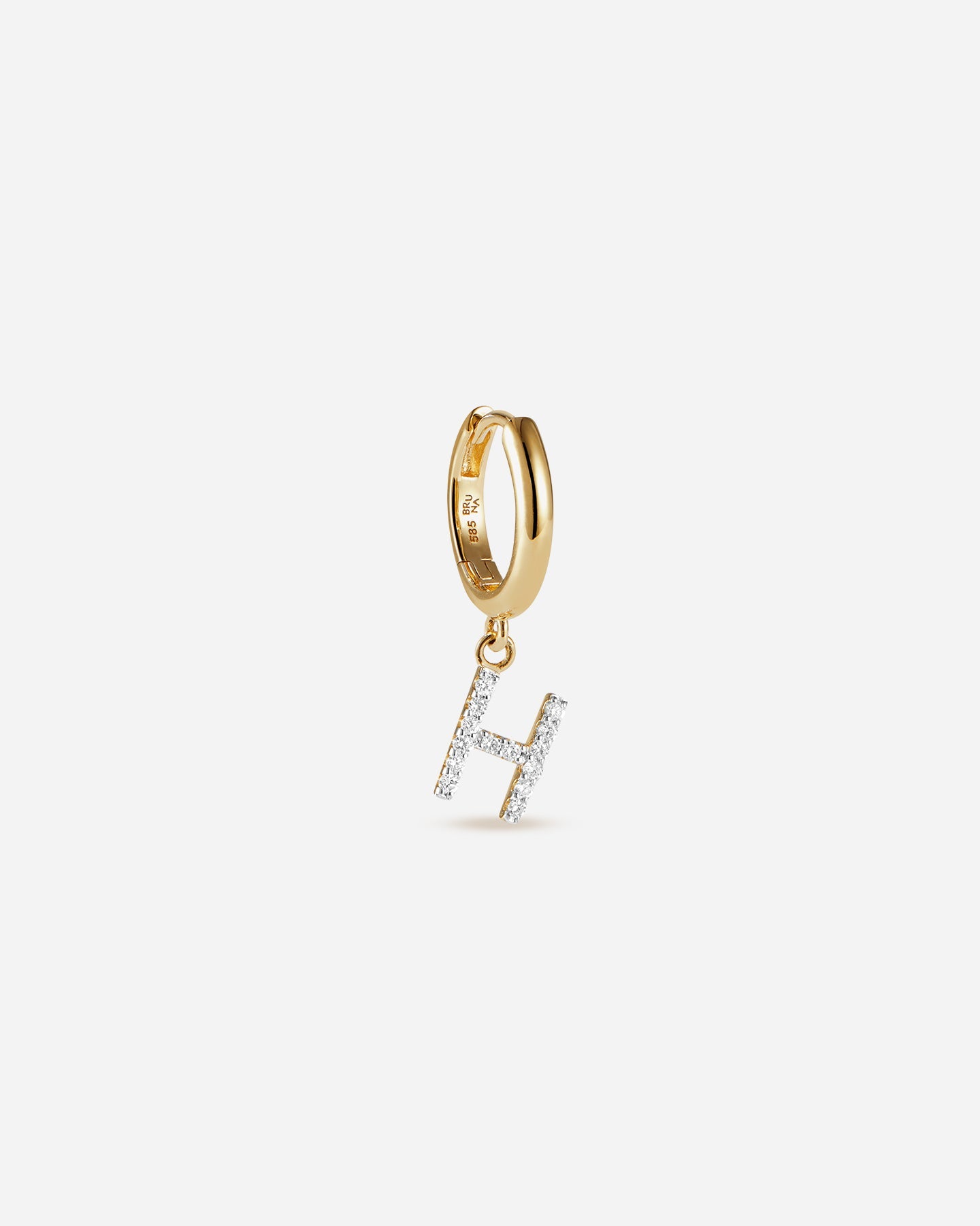 BRUNA The Label Earrings H / 14k Massivgold / Laborgezüchtete Diamanten Lab-Grown Diamond Letter Hoop