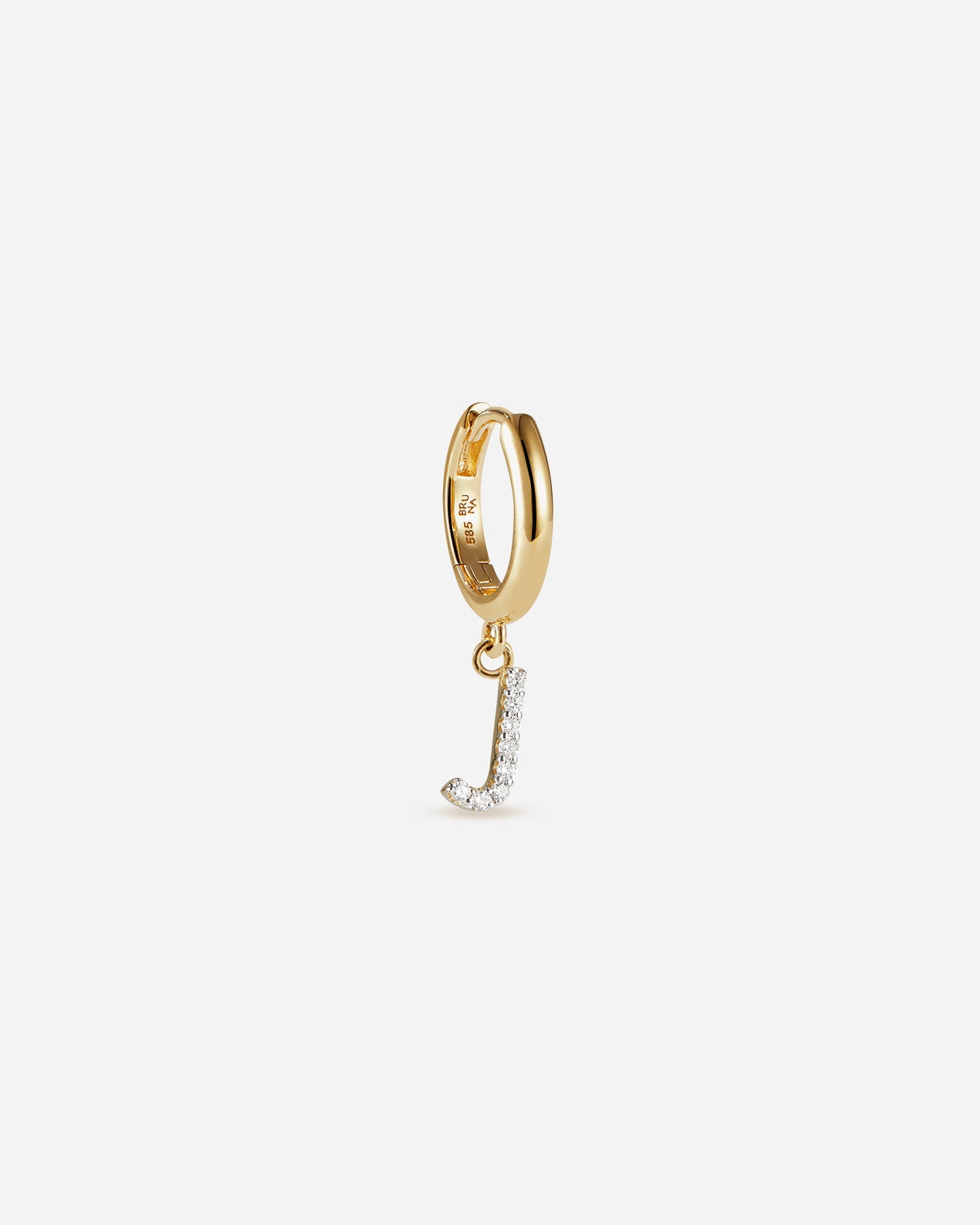 BRUNA The Label Earrings J / 14k Massivgold / Laborgezüchtete Diamanten Lab-Grown Diamond Letter Hoop