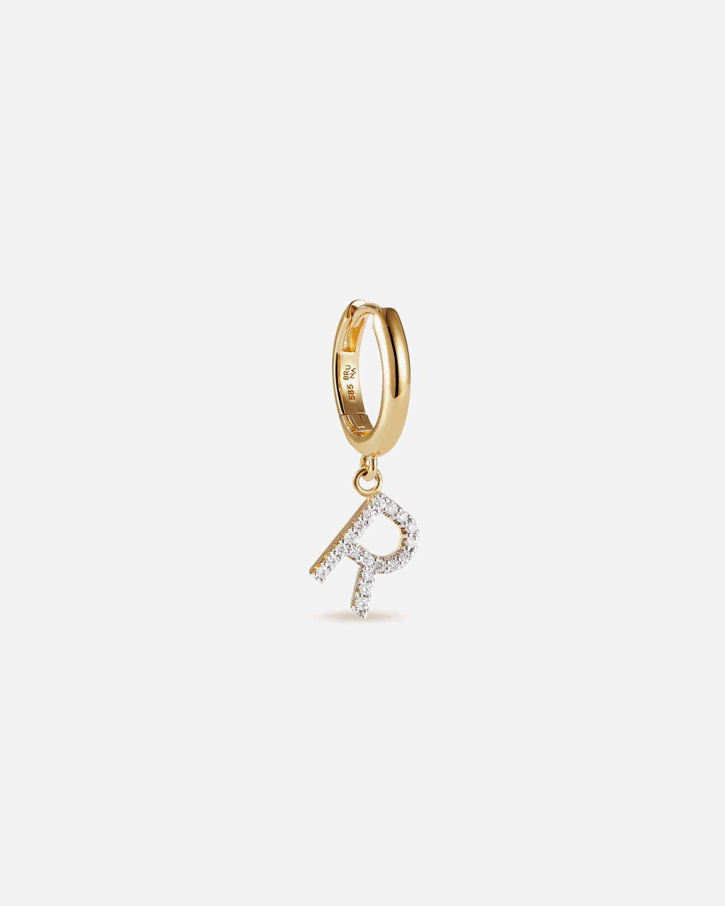 BRUNA The Label Earrings R / 14k Massivgold / Laborgezüchtete Diamanten Lab-Grown Diamond Letter Hoop