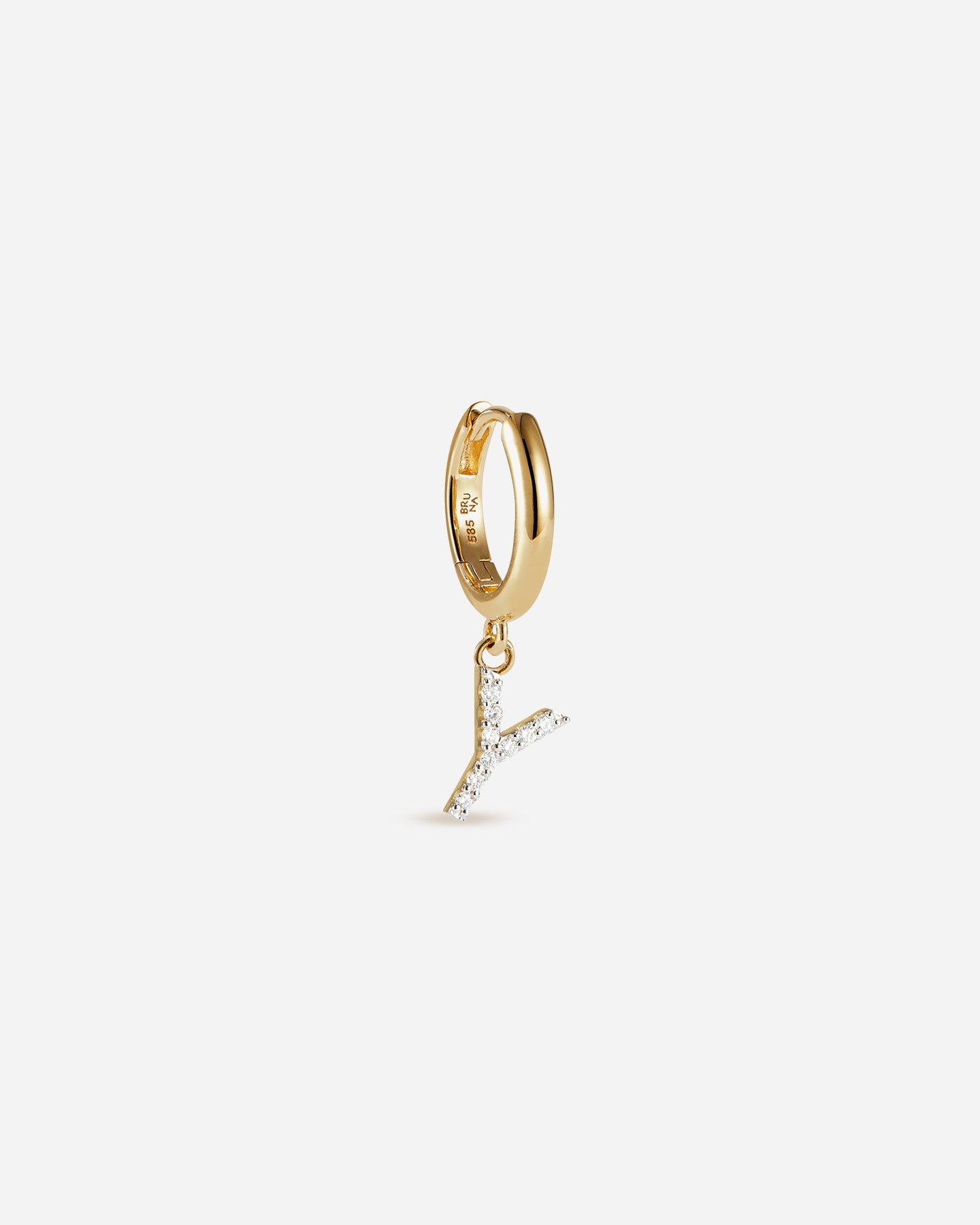 BRUNA The Label Earrings Y / 14k Massivgold / Laborgezüchtete Diamanten Lab-Grown Diamond Letter Hoop