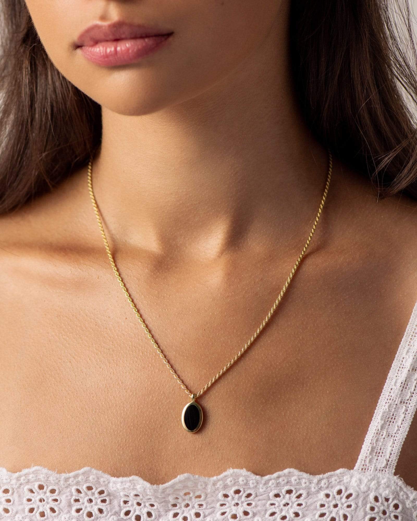 BRUNA The Label Necklace 18k Gold Vermeil / Black Onyx Como Onyx Necklace