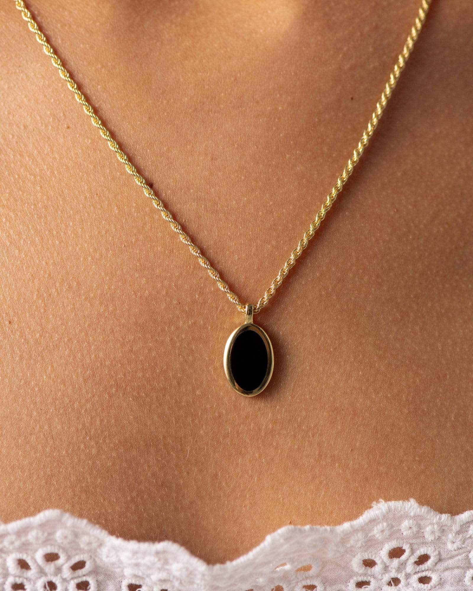 BRUNA The Label Necklace 18k Gold Vermeil / Black Onyx Como Onyx Necklace